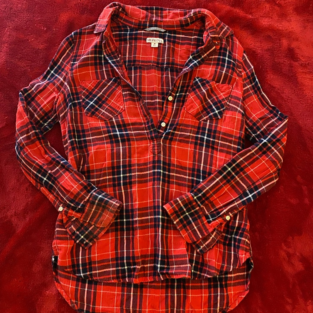 Merona Red and Blue Plaid Shirt